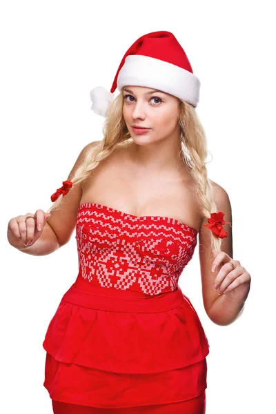 Seksi kadın Noel Baba gibi giyinmiş — Stok fotoğraf