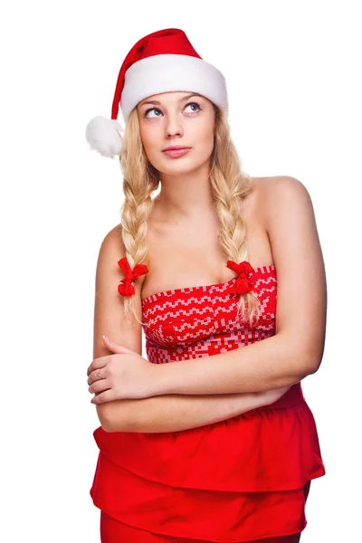 性感的女人打扮得像圣诞老人 — 图库照片