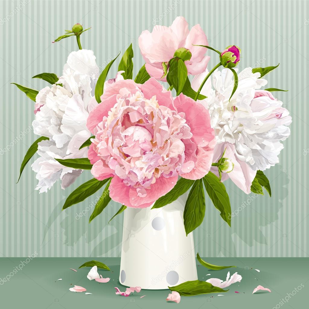 Pink and white peony bouquet