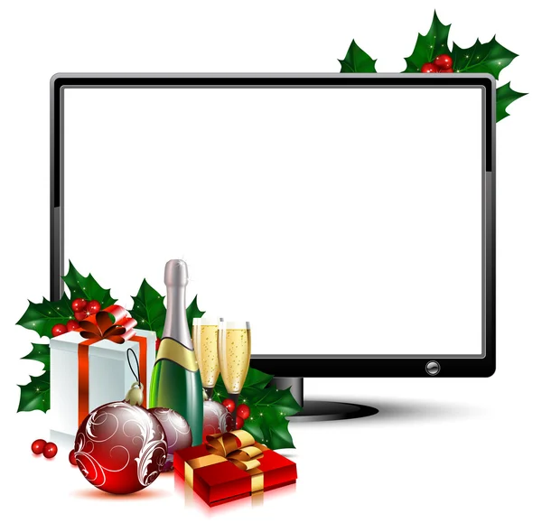 LCD panel with christmas — Stock Vector