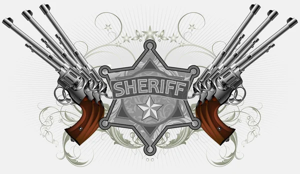 Xerife estrela com armas — Vetor de Stock