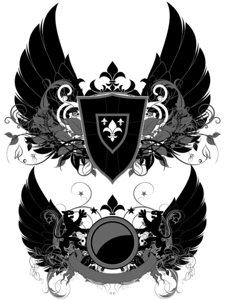 Set of ornamental heraldic shields — Stock Vector