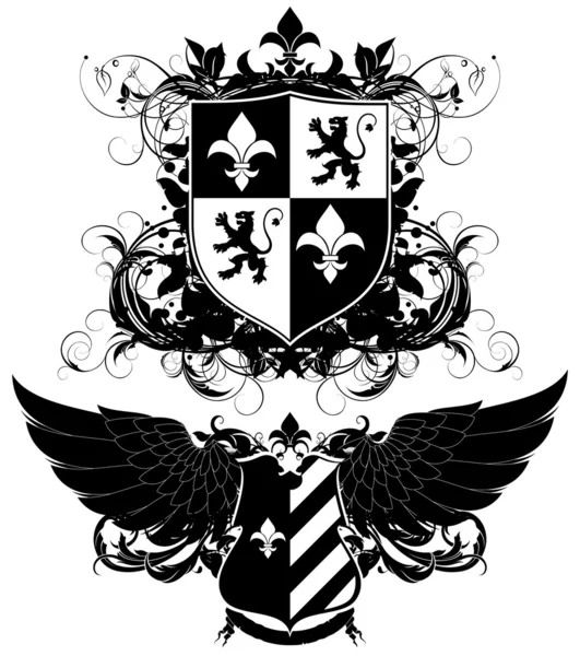 Készlet-ból díszítő heraldikai pajzsok — Stock Vector