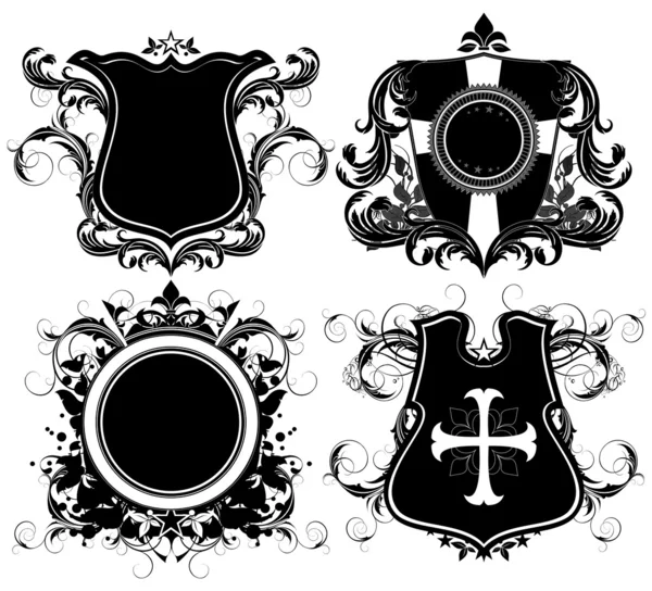 装飾的な紋章シールズのセット — ストックベクタ