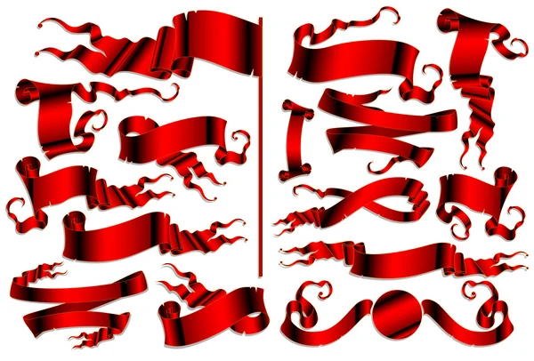 Conjunto de cintas rojas — Vector de stock