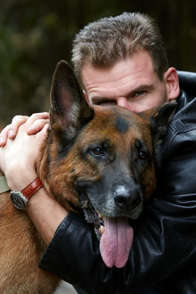 Man and dog — Stock Photo, Image