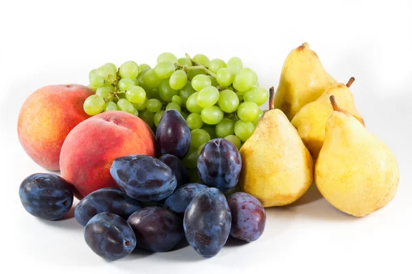 Fruit: pears, grapes, plums, peaches — Stock Photo, Image