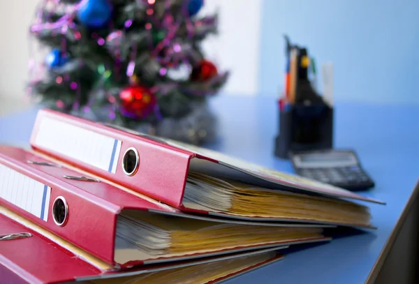 Office klasör arka plan Noel ağacı üzerinde