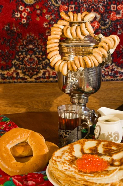 Pancake Day covered table — Stock Photo, Image