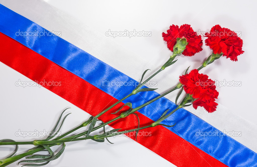 Carnations on Russian flag