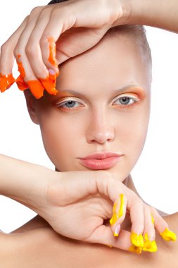 pembe göz makyaj ile yanlış eyelashes