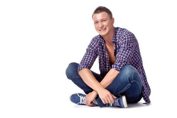 Sexy handsome man posing in casual wear — Stock Photo, Image