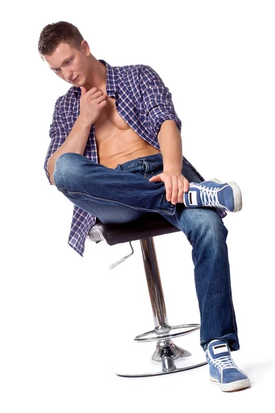 Sexy handsome man posing in casual wear — Stock Photo, Image