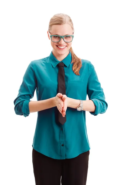 Smiling businesswoman over white — Stock Photo, Image