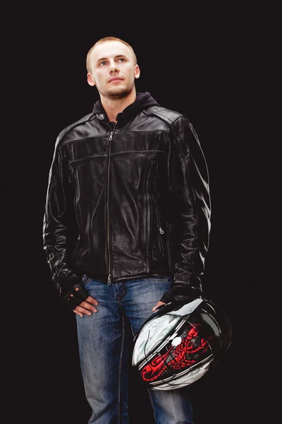 Man wearing black leather jacket — Stock Photo, Image
