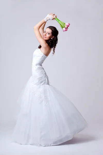 Bellissimo monolocale sposa full length ritratto — Foto Stock