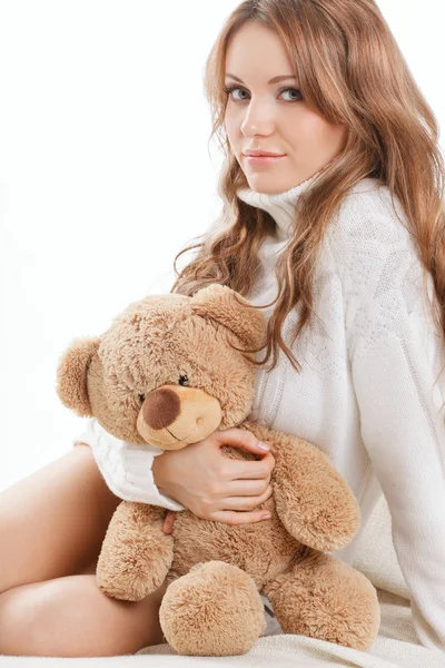 Mooie sexy vrouw dragen trui — Stockfoto
