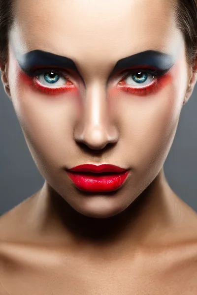 Closeup beauty creative makeup woman face — Stock Photo, Image