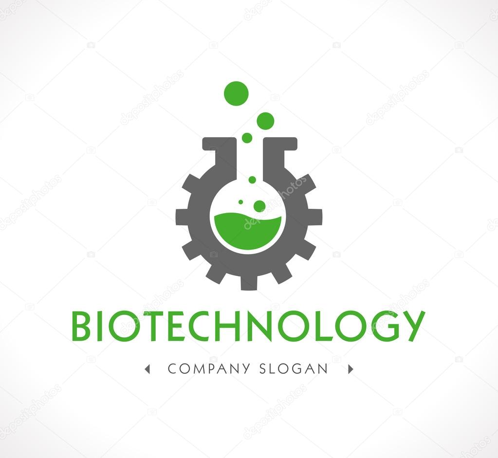 Logo - Biotechnology with flask on white background
