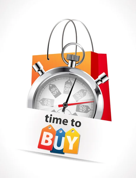 Χρονόμετρο - χρόνος για να αγοράσει — Διανυσματικό Αρχείο