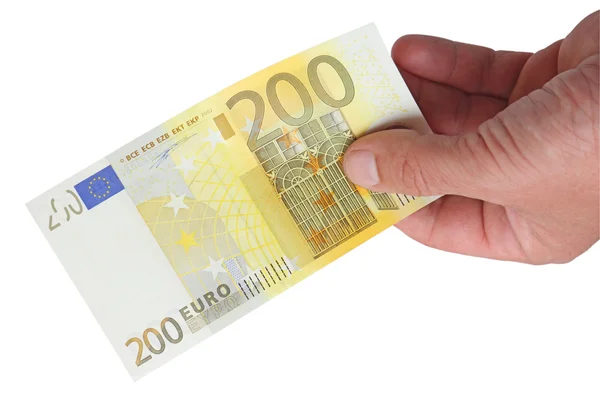 Banknotes in his hand — Stock Photo, Image