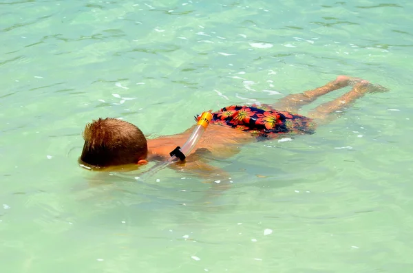 Little Boy Snorkeling — Stock Photo, Image