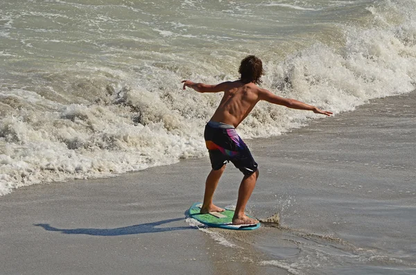 Skim Board Surfer Launching — Stock Photo, Image