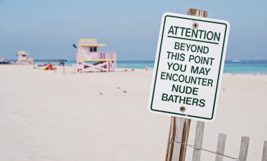 Clothing Optional Beach Sign clipart