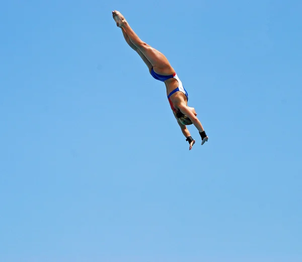 Lady plattform diver — Stockfoto
