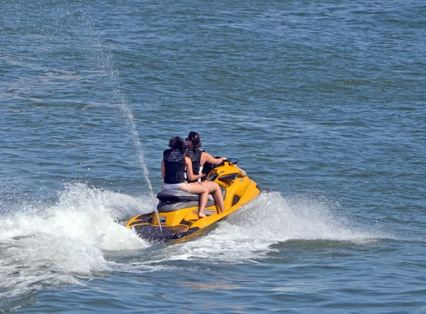 Young Women Riding Tandem on a Jet Ski — Stock Photo, Image