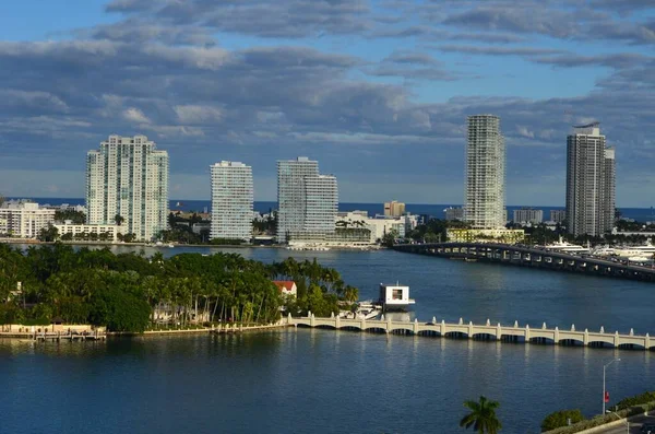 Yıldız Adası Miami Plajı Florida Star Island Köprüsü Macarthur Köprüsü — Stok fotoğraf