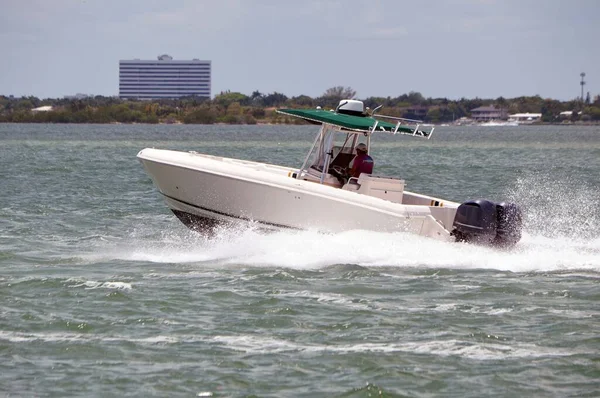 Open Sport Fishing Boat Powered Two Outboard Engines — Stok fotoğraf