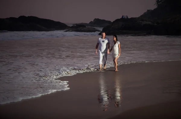 Beautiful young couple in white — Stock Photo, Image