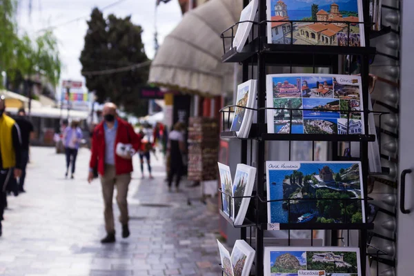 Ohrid Macedônia Norte Maio 2021 Cartões Lembrança Com Vistas Ohrid — Fotografia de Stock