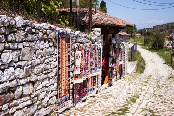 Traditional Albanian Carpets Sale Fortress Berat Albania Berat — стоковое фото