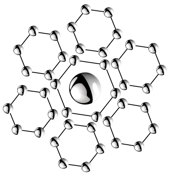 Icona di illustrazione isolata vettore esaedro atomico — Vettoriale Stock