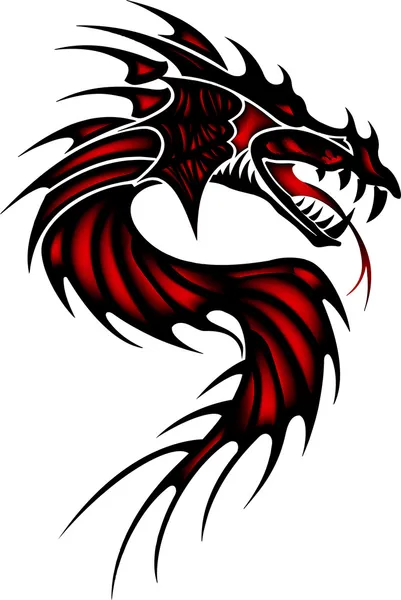 Tattoo röd drake — Stock vektor