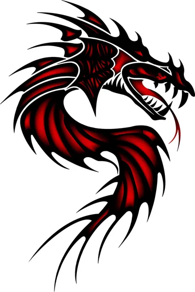 Dragon rouge tatouage — Image vectorielle