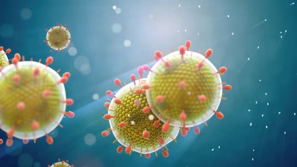 Paramyxovirus mumps , COVID pandemic, Close-up of virus under microscope. Realistic high quality medical 3d animation. — Wideo stockowe