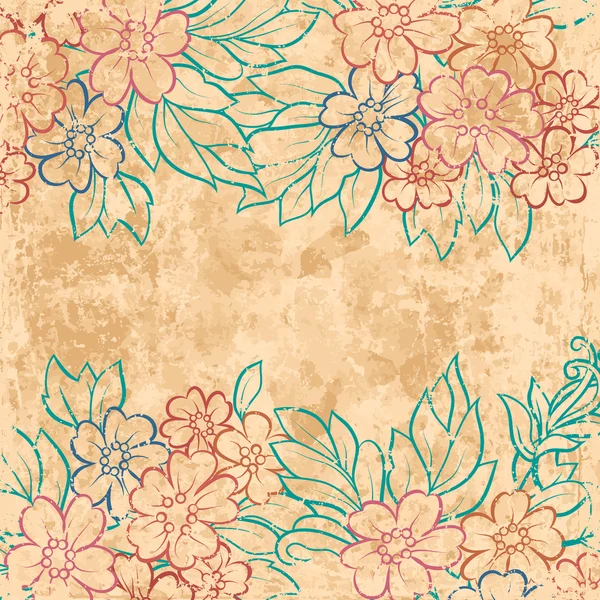 Vintage floral achtergrond met grunge textuur — Stockvector