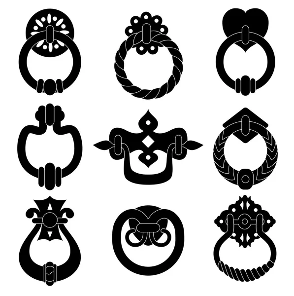 Door handle silhouettes — Stock Vector