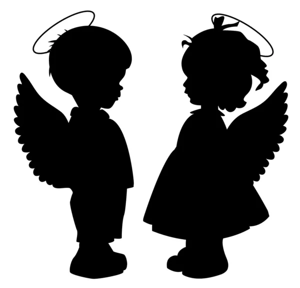 Ensemble silhouettes d'ange — Image vectorielle