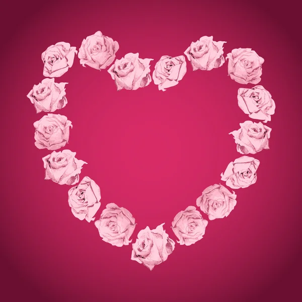 Corazón de rosas rosadas — Vector de stock