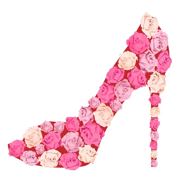 Chaussure de roses — Image vectorielle