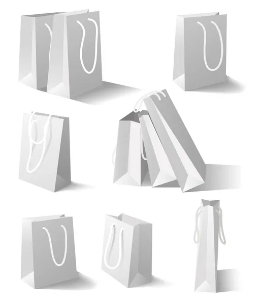 Conjunto de sacos de papel branco —  Vetores de Stock