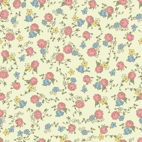 Retro floral sin costura — Vector de stock