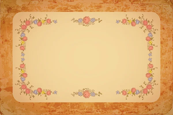 Carte florale rétro avec fleurs — Image vectorielle