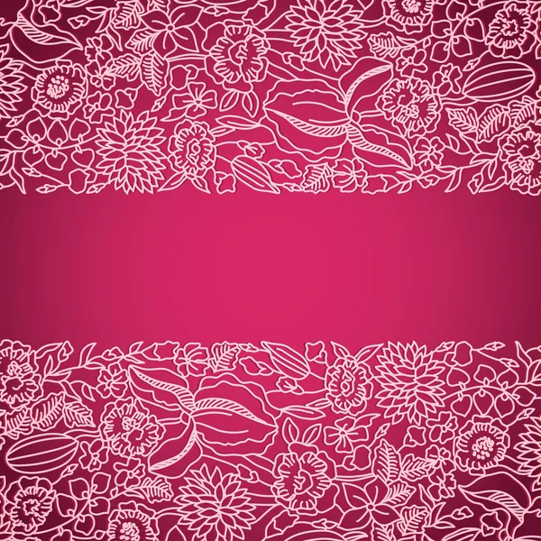 Tarjeta ornamental rosa con encaje — Vector de stock