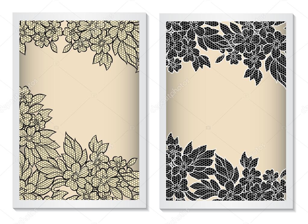 Invitation card template vertical with lace