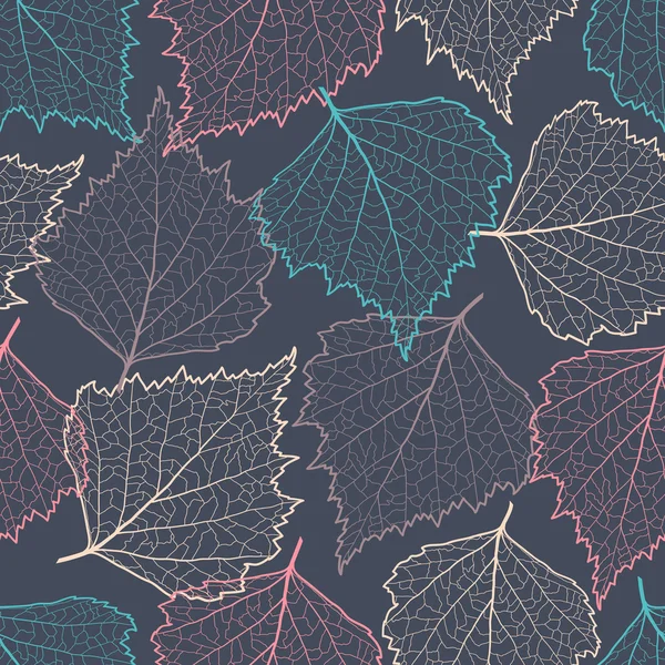 シームレスなカラフルな葉のシルエット — ストックベクタ